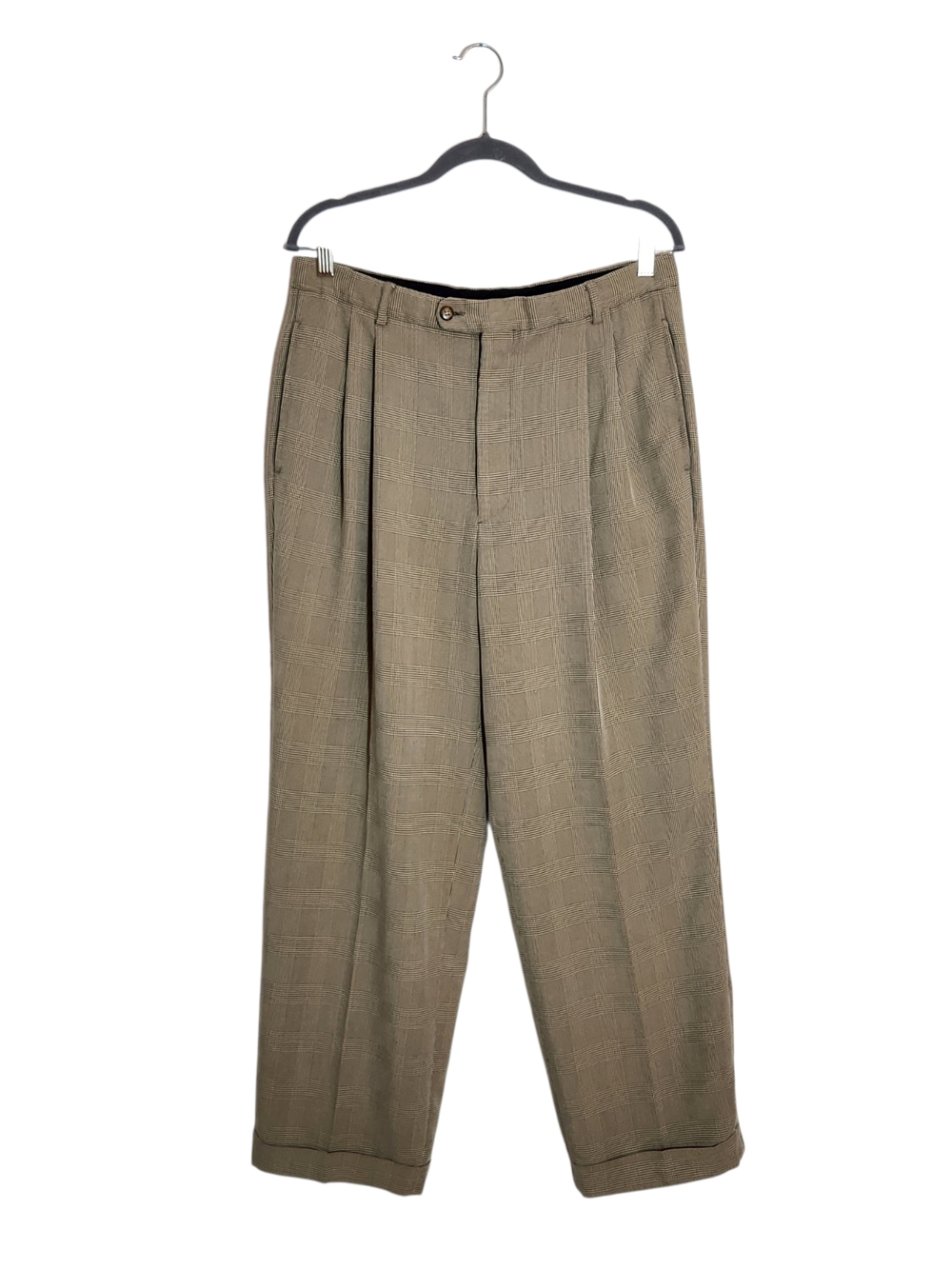 Bobby Jones Khaki Houndstooth Pleated Dress Pants Size 34